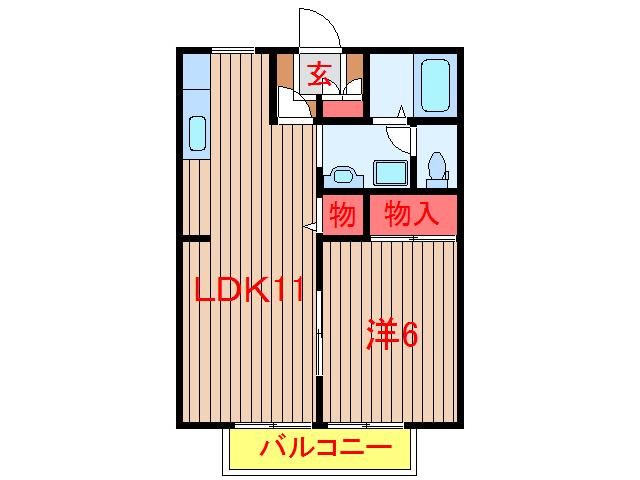 サンビレッジ習志野(1LDK/2階)の間取り写真