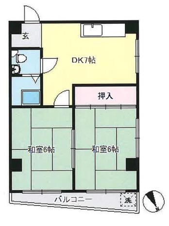 トマダハイツ(3DK/2階)の間取り写真