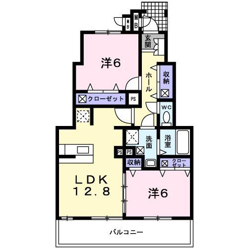 モルティIII(2LDK/1階)の間取り写真