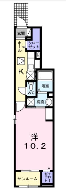 プレッソ 東加古川 I(1K/1階)の間取り写真