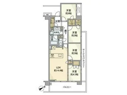 バウス一之江(4LDK/2階)の間取り写真