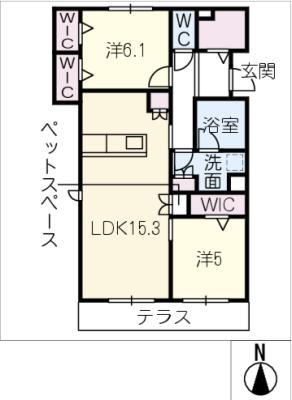 MAISON VEIL VILLA(2LDK/1階)の間取り写真