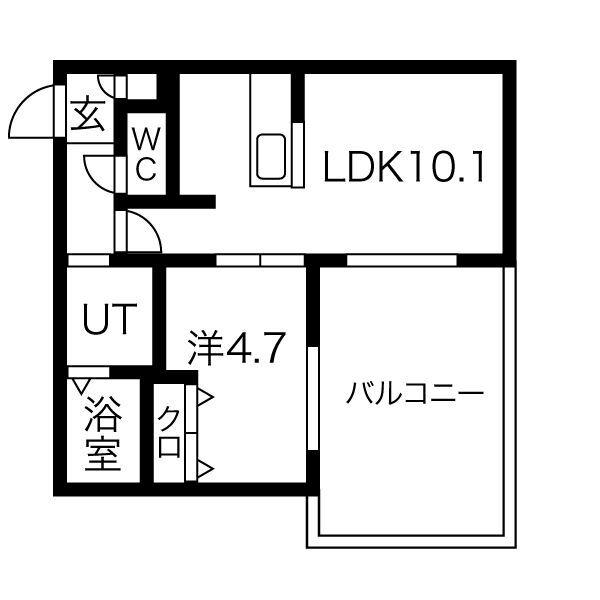 イルセントラレ南12条(1LDK/1階)の間取り写真