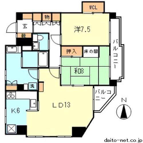サントーク大久保(2SLDK/10階)の間取り写真