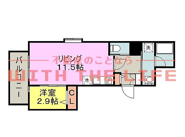 アヴァンティ久留米中央(1LDK/2階)の間取り写真