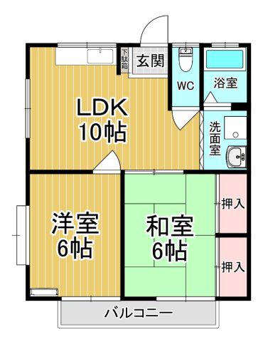 モミヤマハイツ(2LDK/2階)の間取り写真