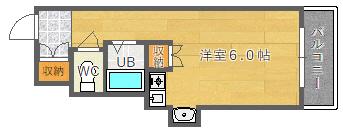 サンテルコ千里山(1K/3階)の間取り写真
