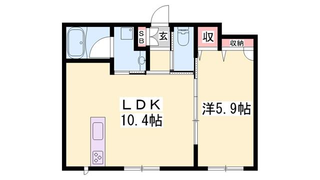 ビューテラスイズミII(1LDK/1階)の間取り写真