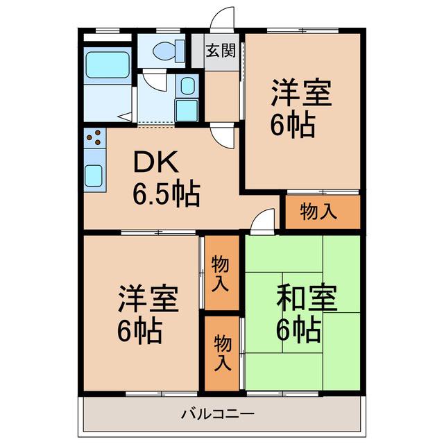 レジデンス粟(3DK/5階)の間取り写真
