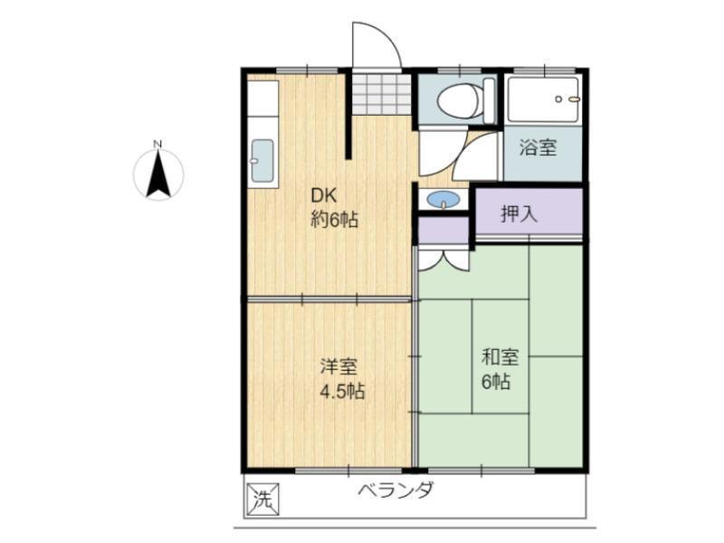 レインボーハウス(2DK/1階)の間取り写真