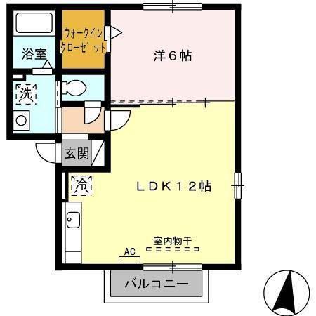 ファミール森西 A(1LDK/2階)の間取り写真
