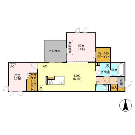 パルティール(2LDK/2階)の間取り写真