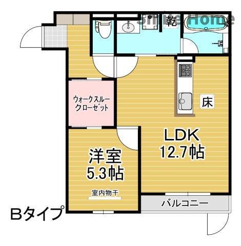 クラシスト東粉浜ウエスト(1LDK/1階)の間取り写真