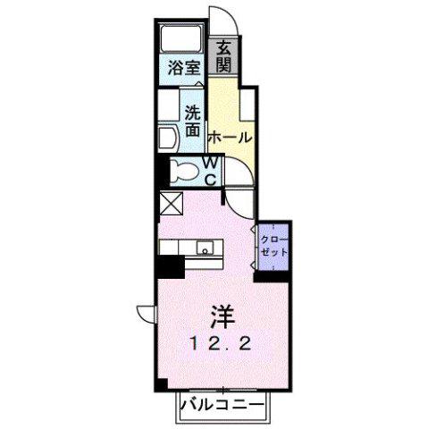 モンブランB(ワンルーム/1階)の間取り写真