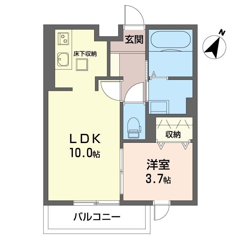 フレア光が丘(1LDK/1階)の間取り写真