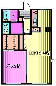 シャーメゾンフィオーレB(1LDK/2階)の間取り写真