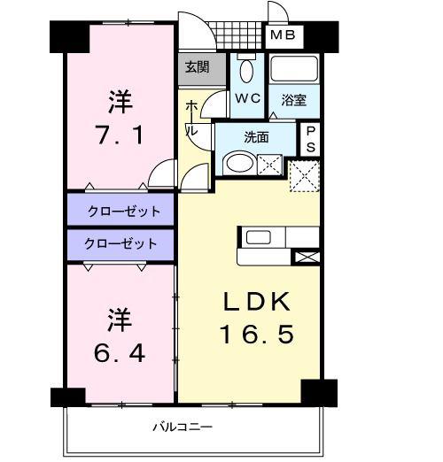 エテルノ・フィオーレ(2LDK/3階)の間取り写真