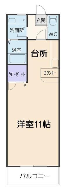 ホットハウス川内II(ワンルーム/1階)の間取り写真
