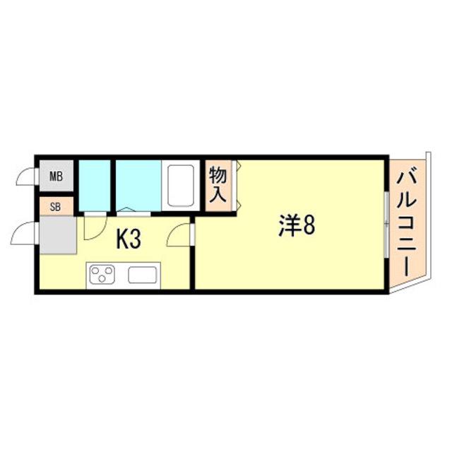 ジュネス鴨池I(1K/3階)の間取り写真