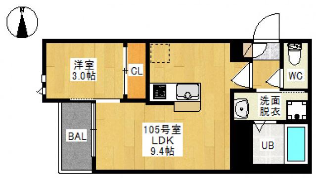 GRANDTIC IMA(1LDK/1階)の間取り写真
