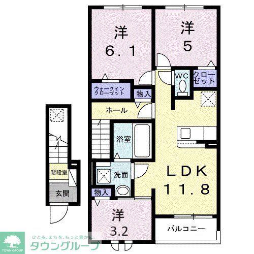 ブラウンヒルズ(2LDK/2階)の間取り写真