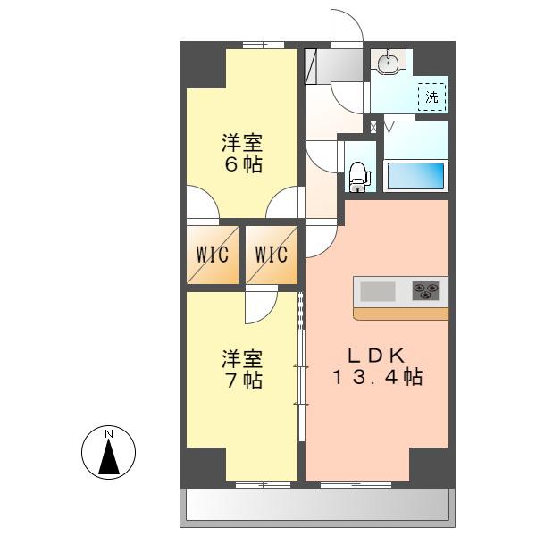 MELIV岩倉(2LDK/10階)の間取り写真
