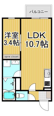 リブレメゾン東鳴尾1(1LDK/2階)の間取り写真