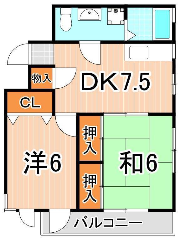 MIRARK(2DK/2階)の間取り写真