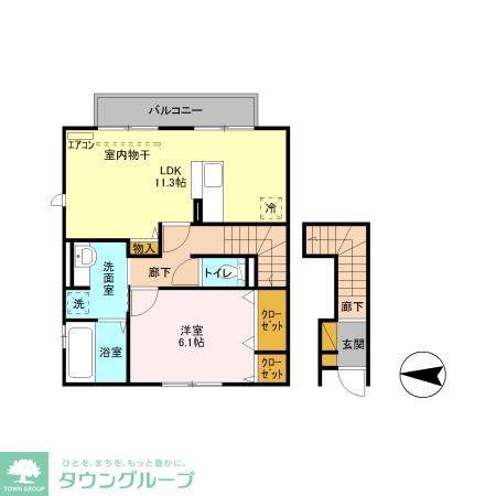 ヴィラコンフォール(1LDK/2階)の間取り写真