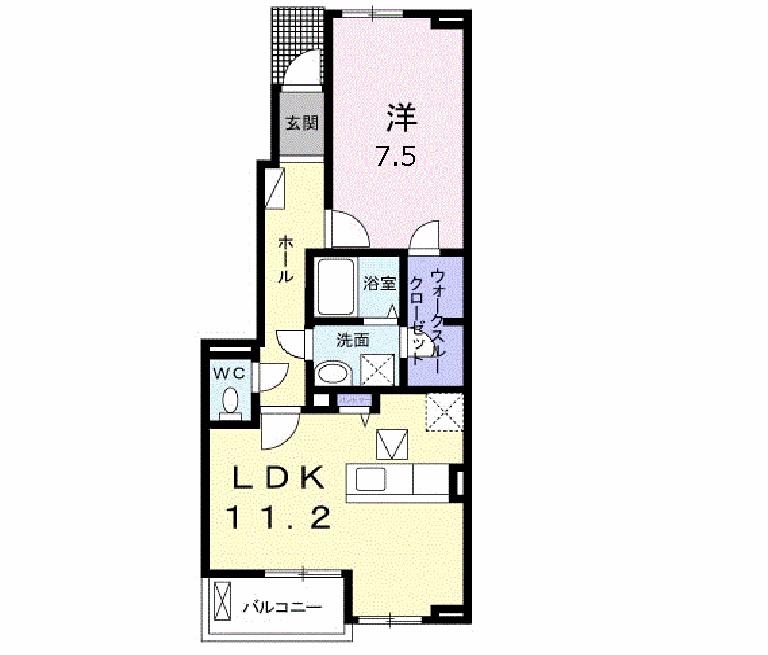 ドミールヒロ(1LDK/1階)の間取り写真