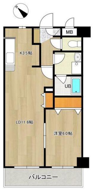ROI市川妙典(1LDK/1階)の間取り写真