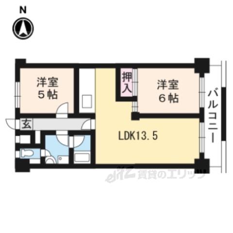 竹鼻ハイツ(2LDK/3階)の間取り写真