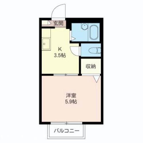 メゾンベル美園(1K/1階)の間取り写真
