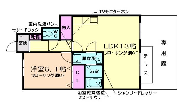 グレイスヒル畑(1LDK/1階)の間取り写真
