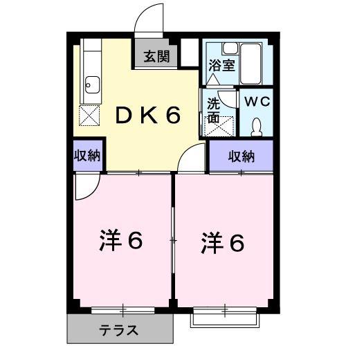 マルナカヒルズ(2DK/1階)の間取り写真