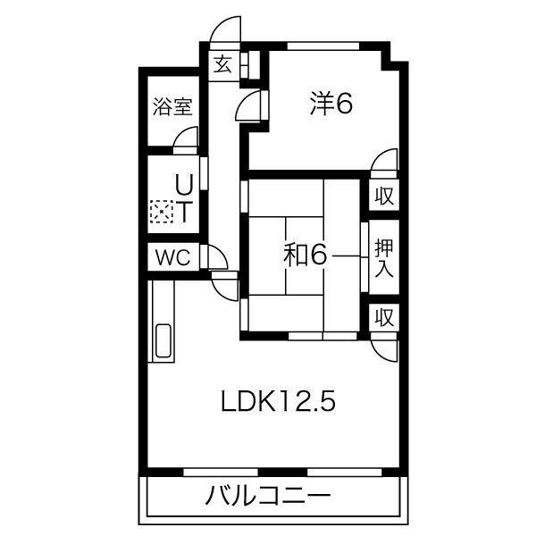 メゾンみやび(2LDK/4階)の間取り写真