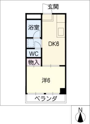 エクセライフ1高辻(1DK/3階)の間取り写真