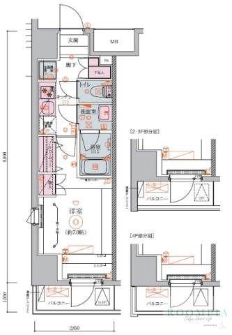 リヴシティ日暮里(1K/3階)の間取り写真