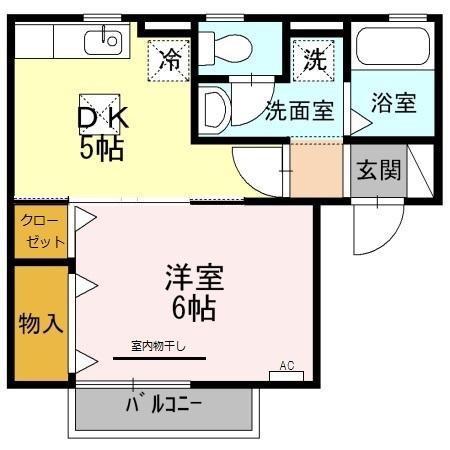 ファンテールC(1DK/1階)の間取り写真