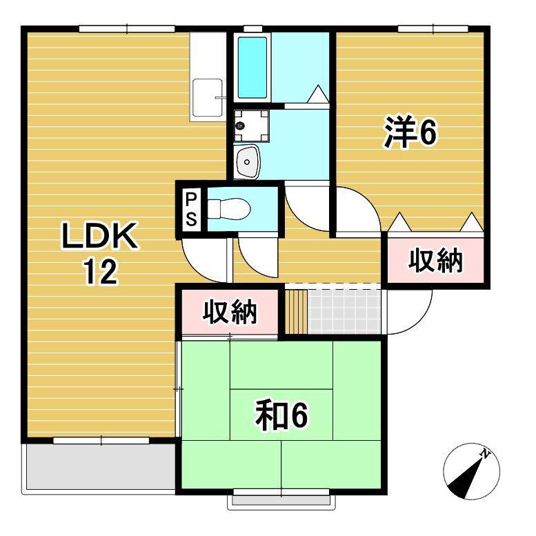クレールソシア A(2LDK/2階)の間取り写真