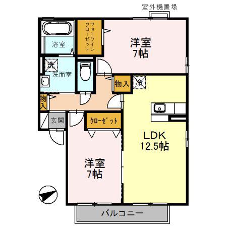 エストコリーヌIII番館(2LDK/2階)の間取り写真