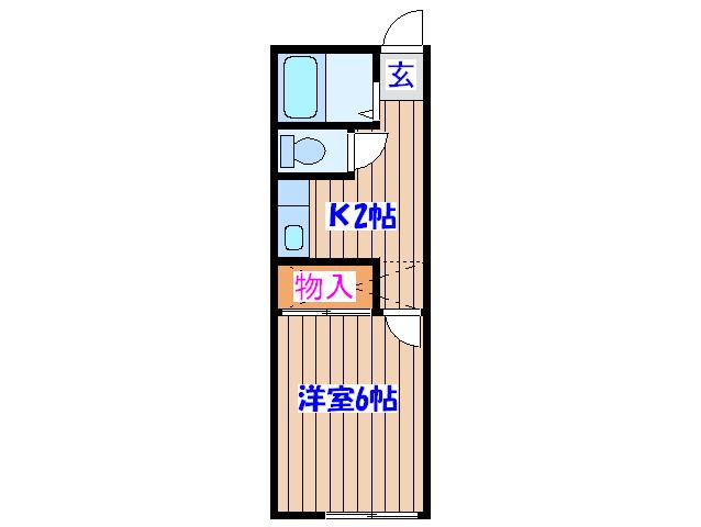 プリンスコート原町(1K/2階)の間取り写真