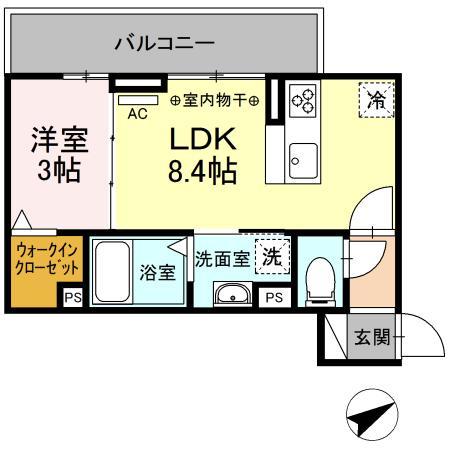 ブルーム(1LDK/2階)の間取り写真