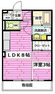 グランドソレーユ(1LDK/1階)の間取り写真