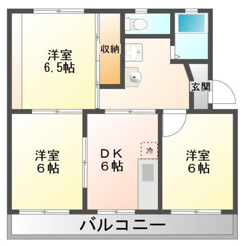 スカイハイツ(3DK/2階)の間取り写真