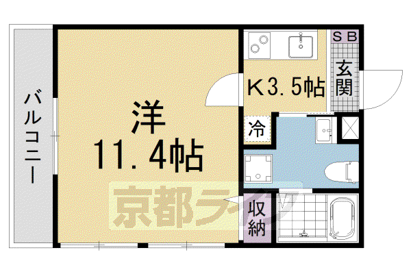 京・LUANA(1K/3階)の間取り写真