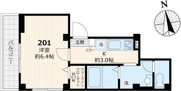 MAISON NOIRE(1K/2階)の間取り写真