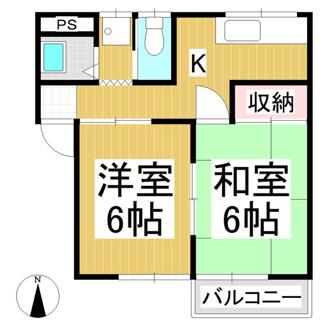 サンテラス東部(2K/1階)の間取り写真