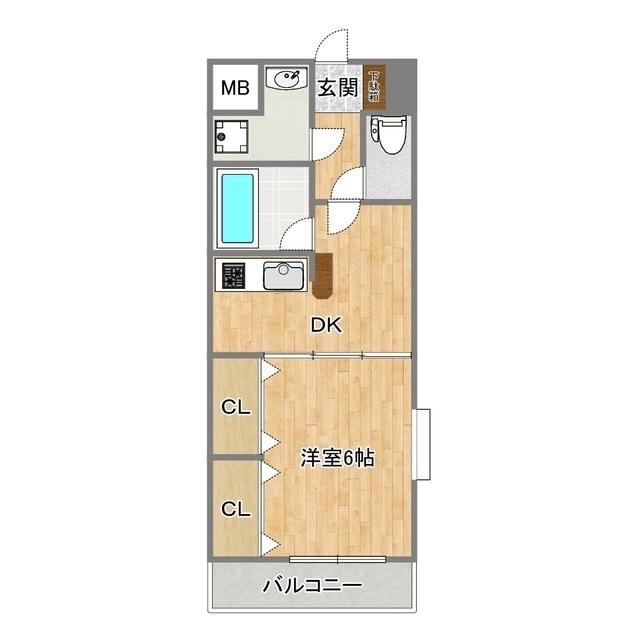 サンヴィレッジ(1DK/2階)の間取り写真
