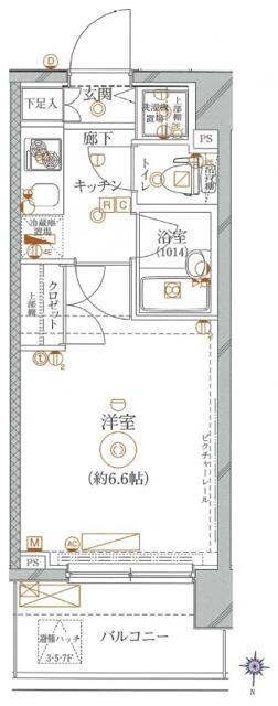 クレイシア池上リフィール(1K/6階)の間取り写真